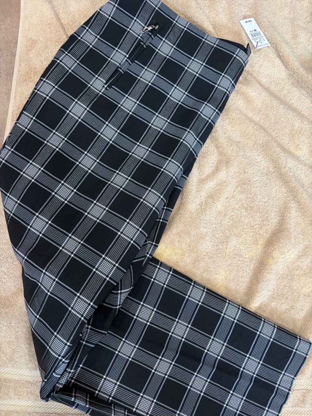 Ashley Stewart Black and White Plaid Dress Pants
